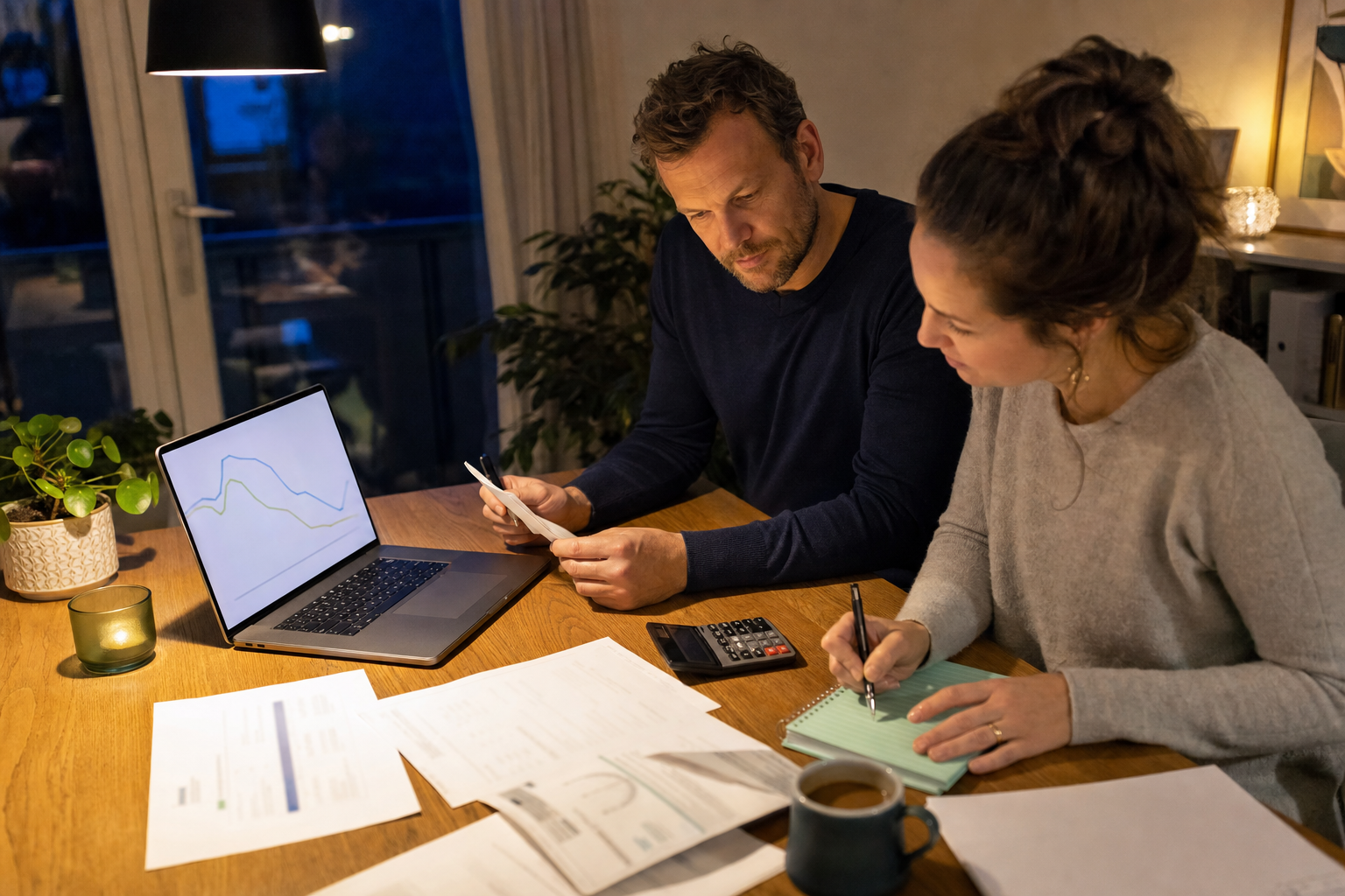 Bewoners vergelijken verschillende energiecontracten aan tafel
