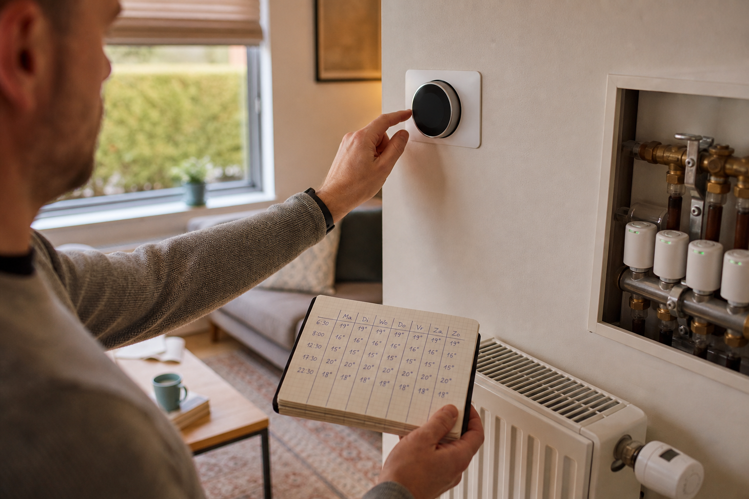 Slimme thermostaat naast een eenvoudig verwarmingsschema